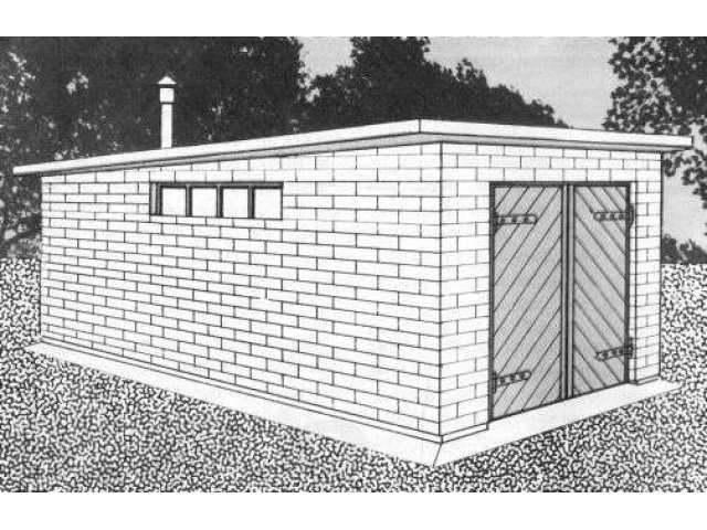 Проект гаража с односкатной крышей из пеноблоков