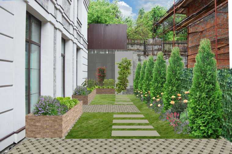 Ландшафтный дизайн узкого участка (55 фото): рекомендации по декору длинной территории перголами, клумбы рядом с домом