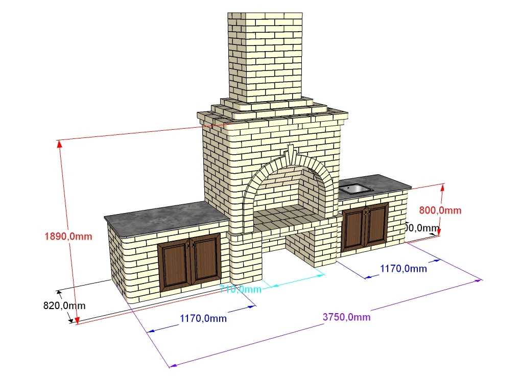 Кирпичный мангал размеры чертежи