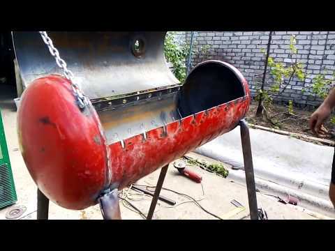 Как сделать мангал в виде паровоза из газового баллона