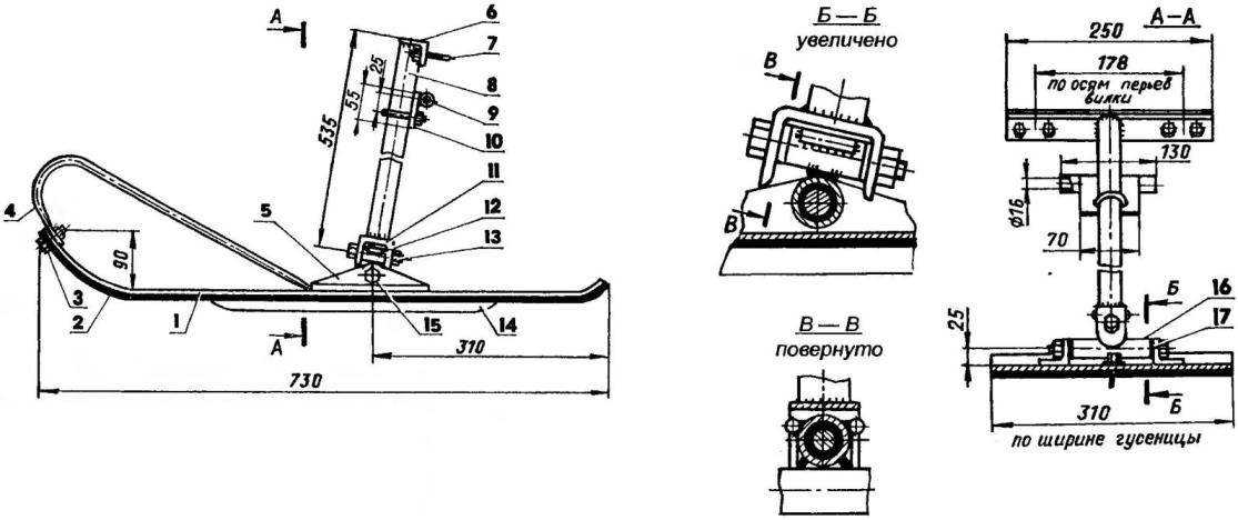 Лыжный модуль для мотобуксировщика своими руками размеры чертежи