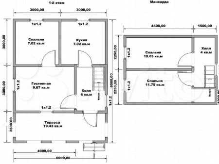 Дом 6 на 8: планировка и проекты каркасных построек, из бруса, кирпича, пеноблока, одноэтажные, с кательной либо печкой