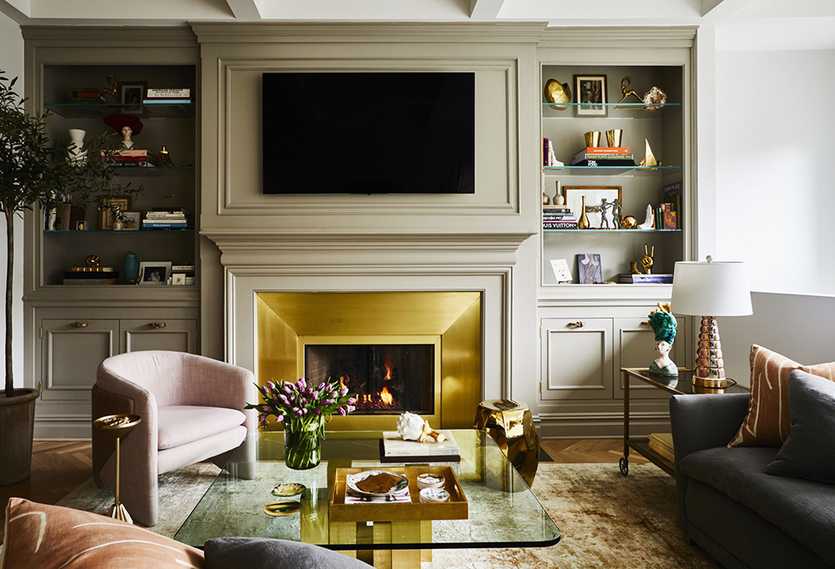 Дизайн комнаты с камином (44 фото): электрокамины в квартире, каминная комната с телевизором