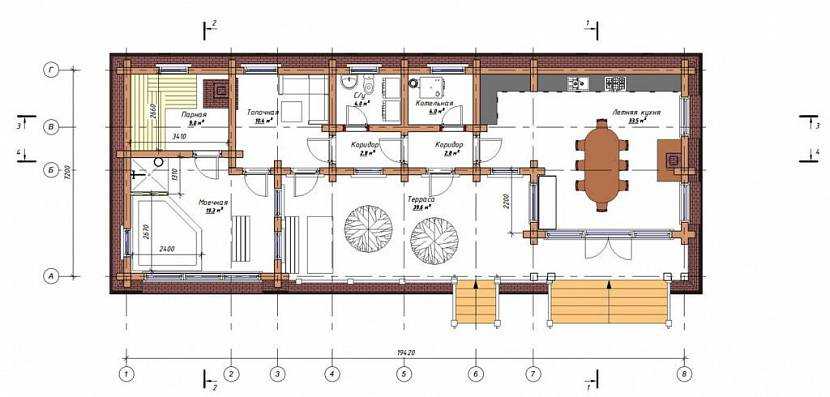 Проекты бани с верандой под одной крышей: (59 фото) двухэтажные конструкции размером 5х6 с барбекю своими руками во дворе дома, постройки метражом 3 на 6 м