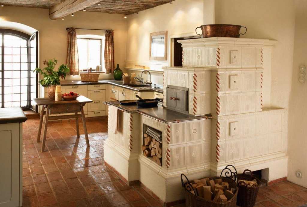 Кухня-гостиная с камином и кухней в загородном доме: 40 фото дизайна