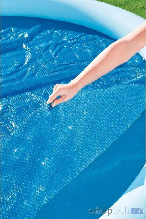 Покрывало для бассейна: плавающее пузырьковое и зимнее защитное, термопокрывало и брезентовое, солнечное прямоугольное и другие