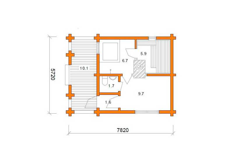 Проект бани 5х6 с туалетом