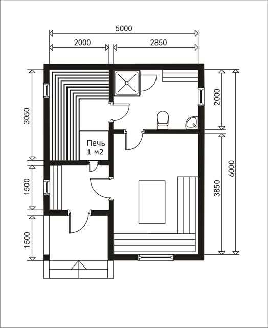 Бани 6х5 проекты и планировка